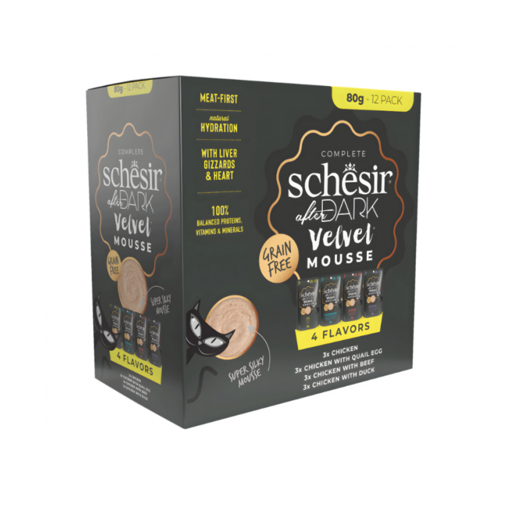 Schesir After Dark Velvet Mousse In Broth Variety Pack For Cat 80g x12 Pouch