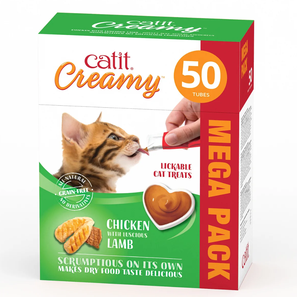 Catit Creamy Treats Mega Pack Chicken with Lamb, 50 tubes/box