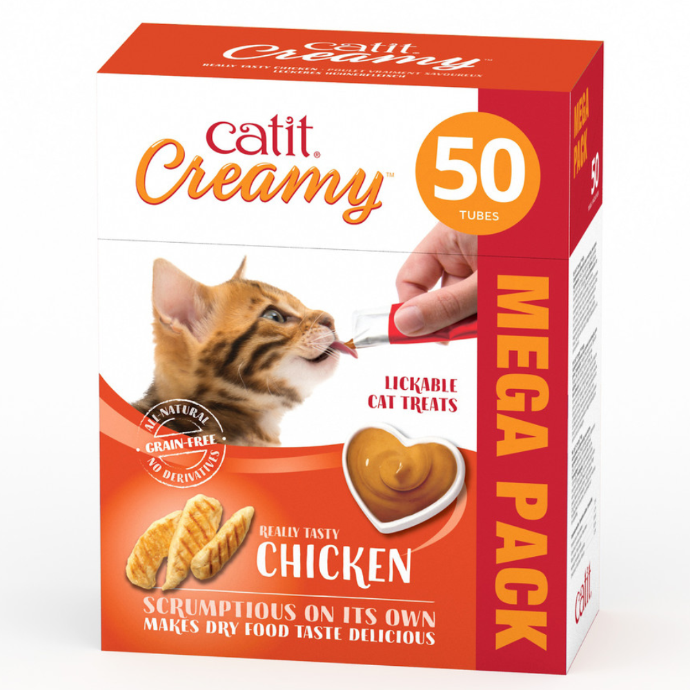 Catit Creamy Treats Mega Pack Chicken, 50 tubes/box