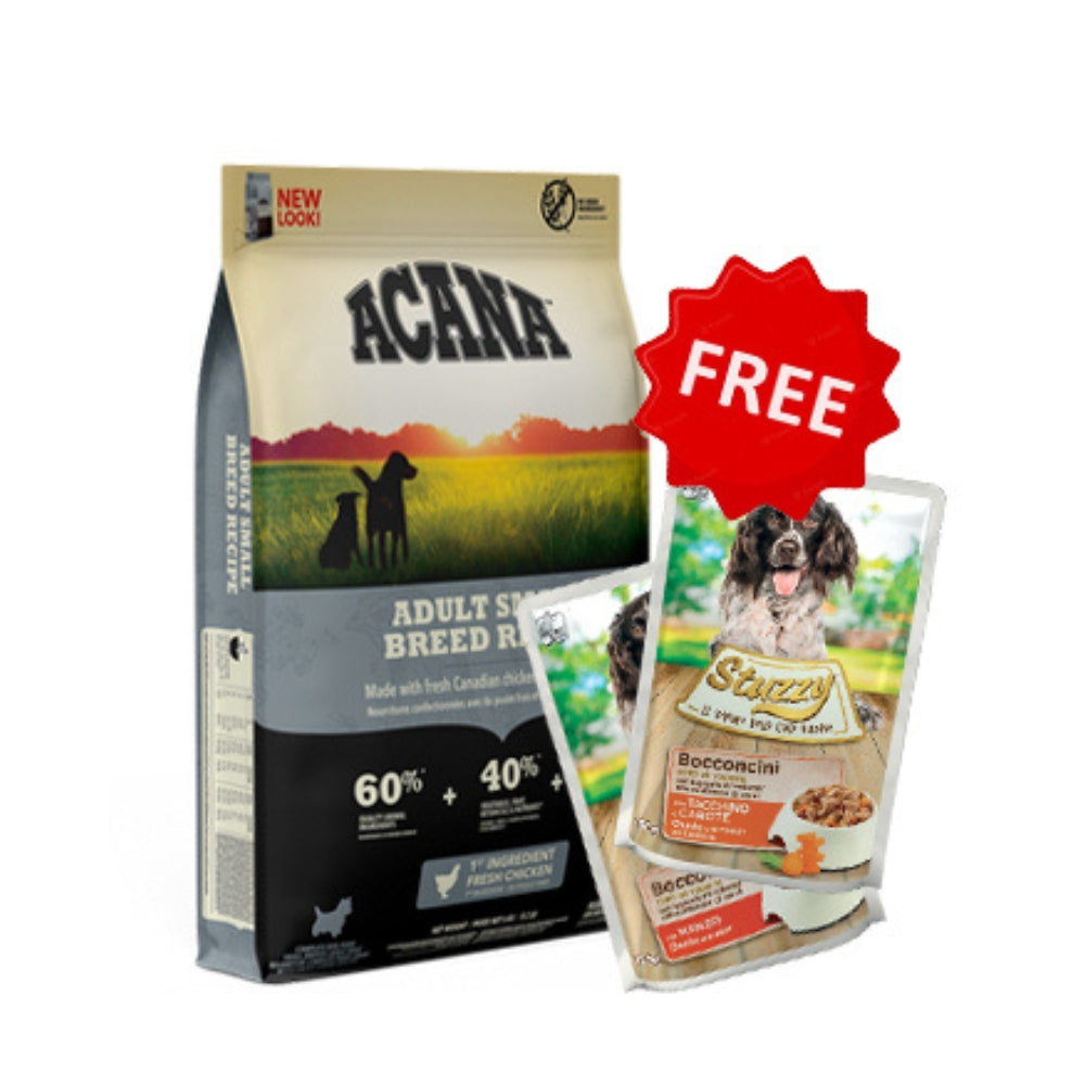 Acana Adult Small Breed 2kg + 2 FREE Stuzzy Dog Wet Food 85g