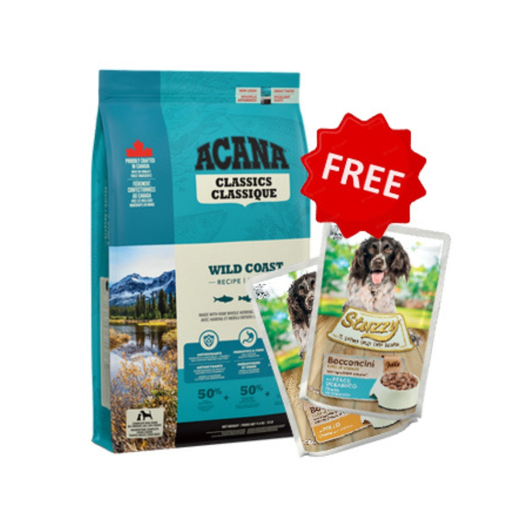 Acana Dog Wild Coast 2kg + 2 FREE Stuzzy Dog Wet Food 85g