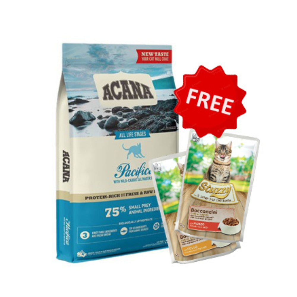 Acana Pacifica Cat 1.8kg + 2 FREE Stuzzy Cat Wet Food 85g