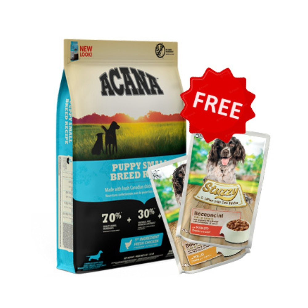 Acana Puppy Small Breed 2kg + 2 FREE Stuzzy Dog Wet Food 85g