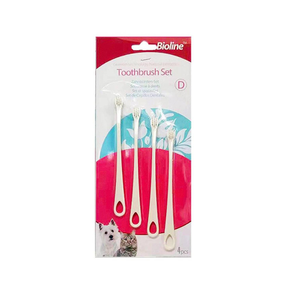 Bioline Toothbrush Set For Cats & Puppy 4 Pcs