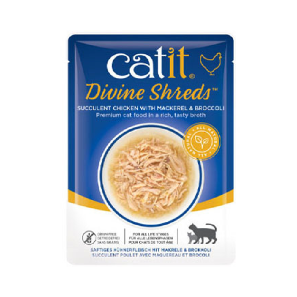 Catit Divine Shreds, Chicken with Mackerel & Broccoli, 75g