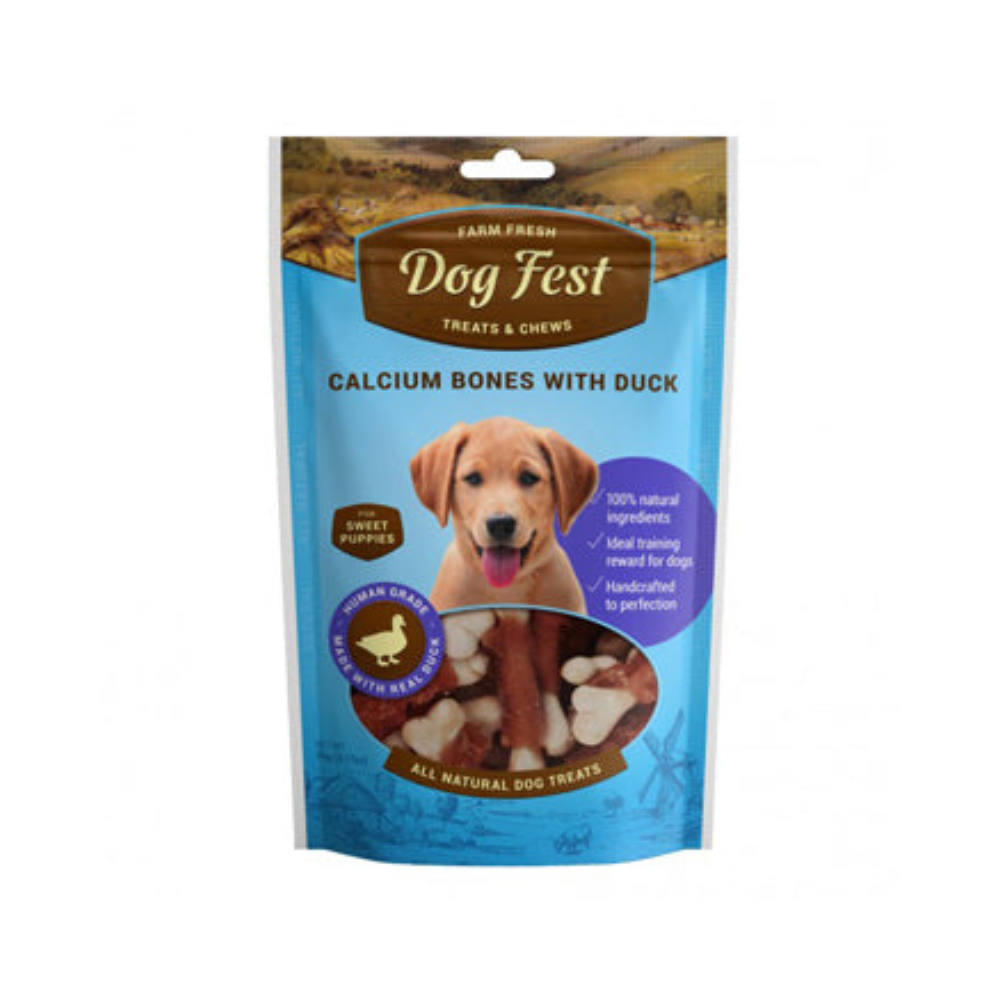 Dog Fest Calcium Bones With Duck For Puppies - 90g (3.17oz)