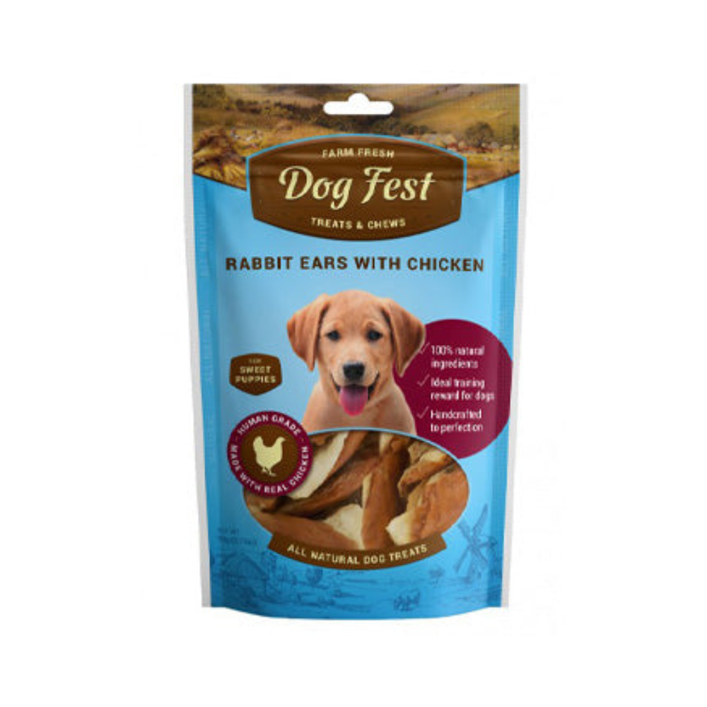 Dog Fest Rabbit Ears With Chicken For Puppies - 90g