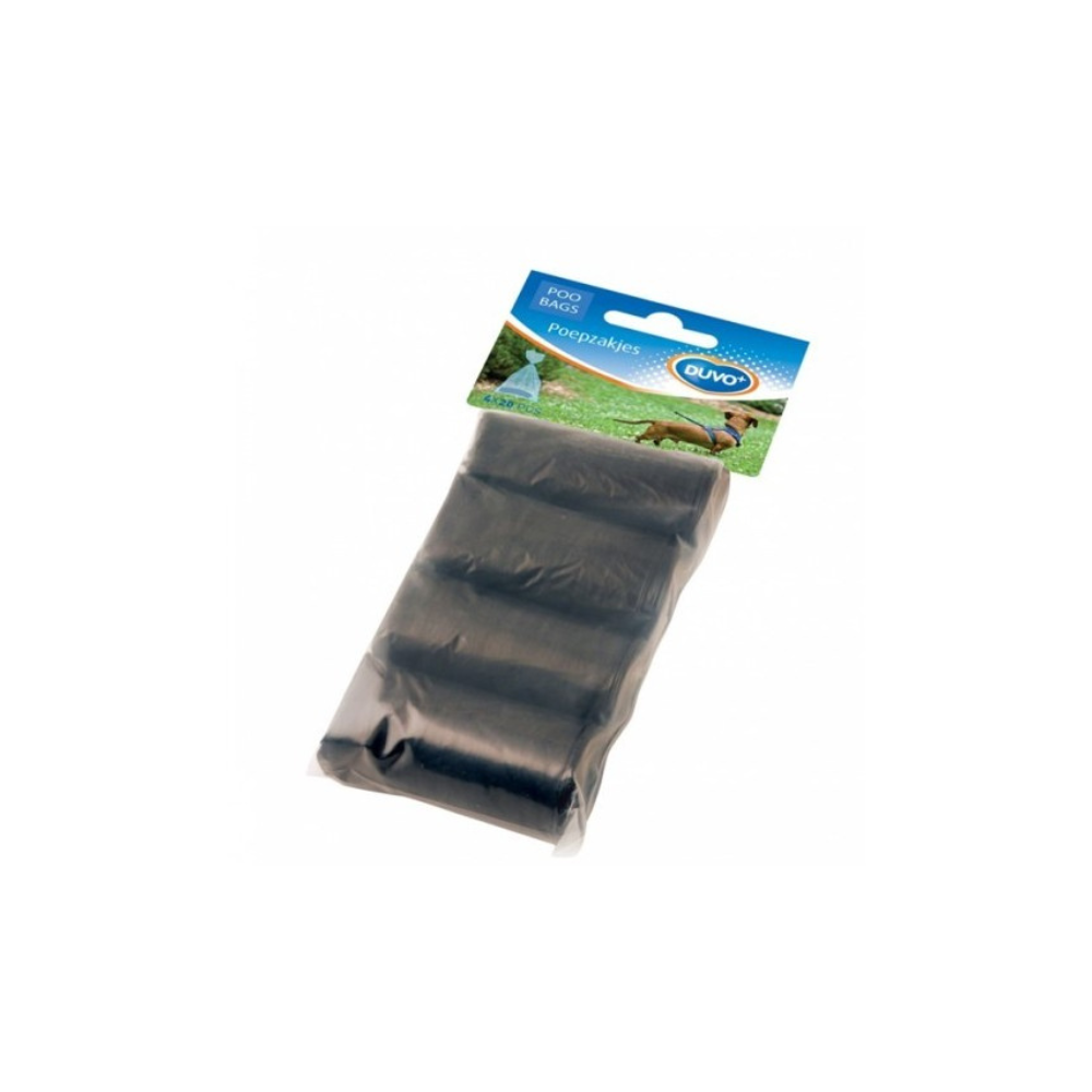 Duvo+ Poo Bags Rolls Black 4 X 20Pcs