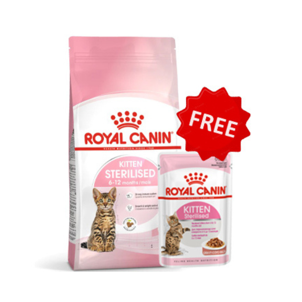 Feline Health Nutrition Kitten Sterilised 2 KG + 1 FREE Kitten Sterilised Wet Food 85g