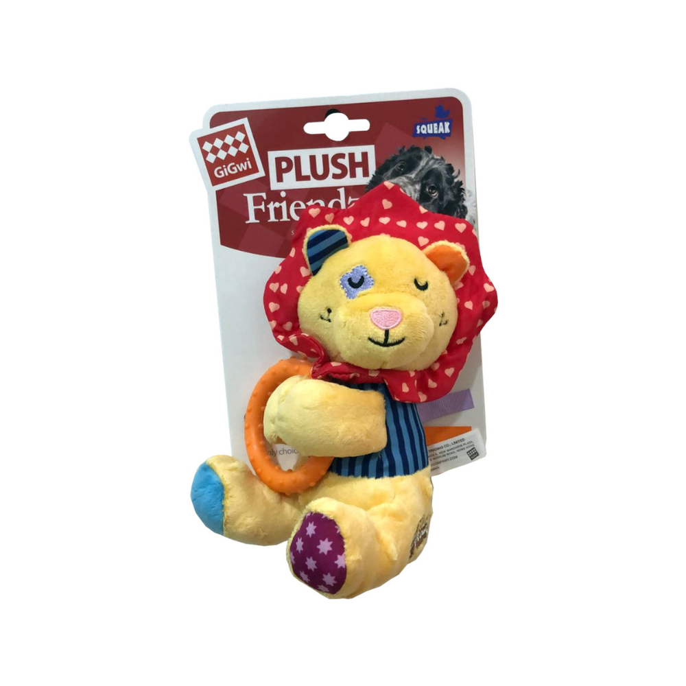 Gigwi Lion Plush Friendz with Squeaker & TPR Ring