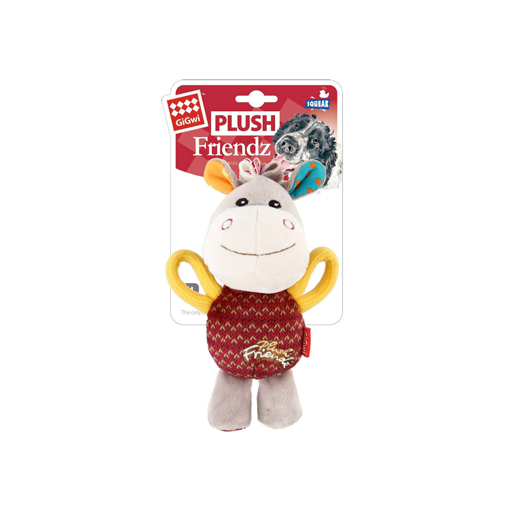 Gigwi Plush Friendz Squeaker Dog Toy - Donkey
