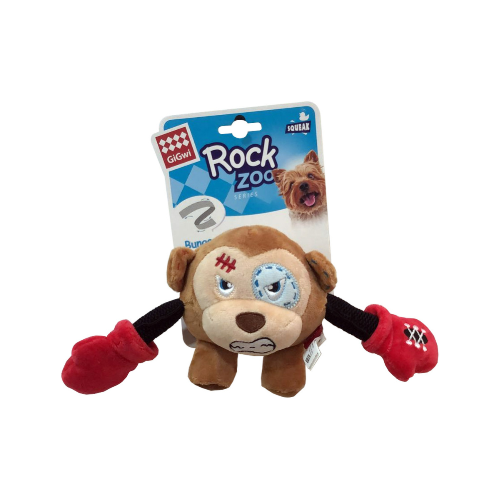 Gigwi Rock Zoo King Boxer Monkey with Squeaker & Crinkle Small
