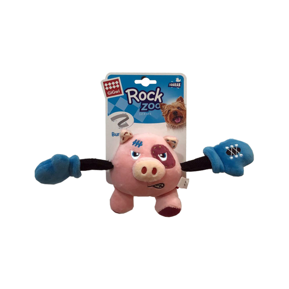 Gigwi Rock Zoo King Boxer Pig with Squeaker & Crinkle Small