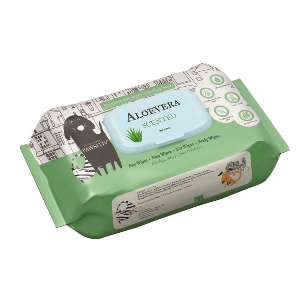 Pawsitiv Pet Wipes Cat And Dog Aloe Vera Scent
