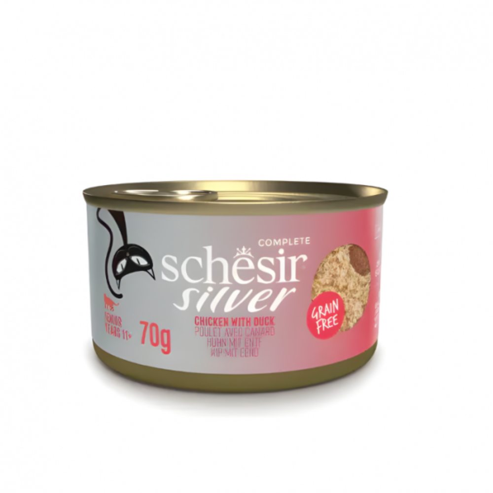 Schesir Silver Mousse & Fillets Senior Cat Wholefood - Chicken With Duck 70g