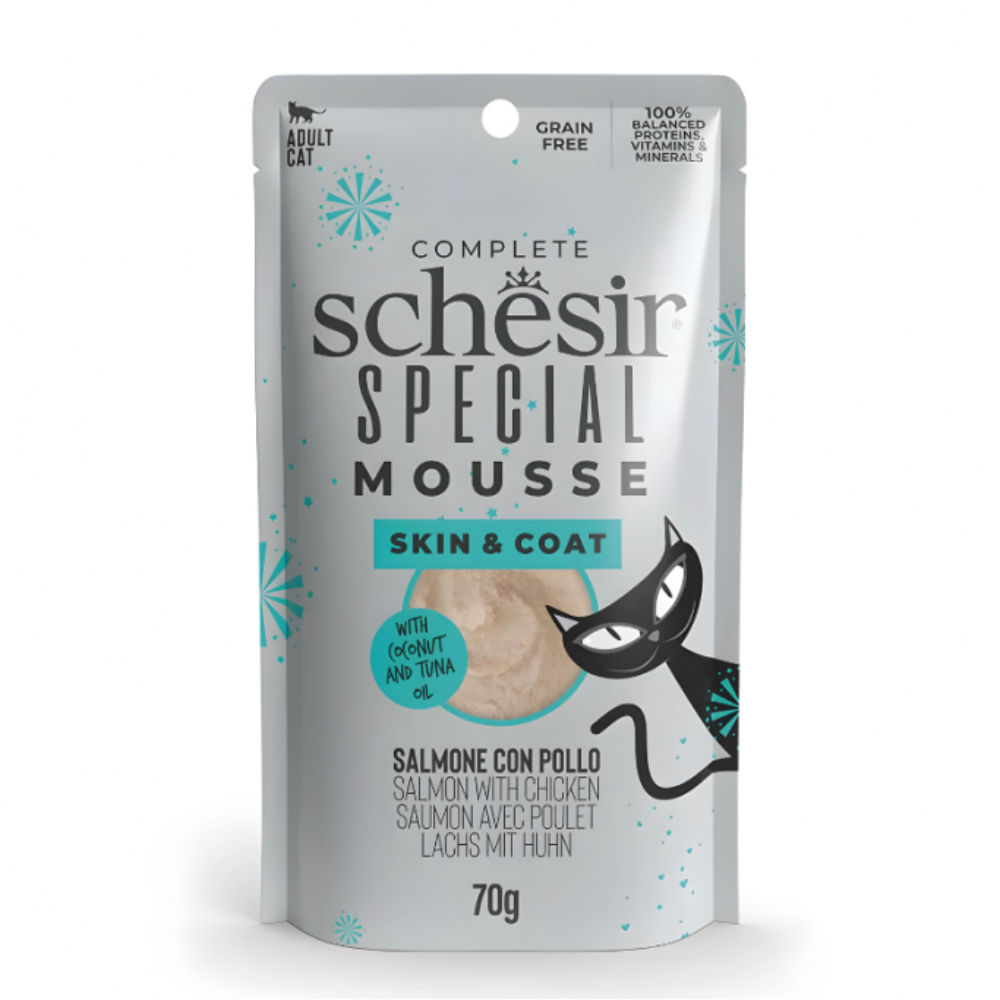Schesir Special Mousse (Skin & Coat) For Cat - Salmon With Chicken 70g
