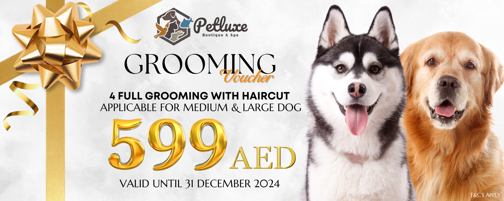 Pet Grooming Voucher for a Medium Dog or Large Dog