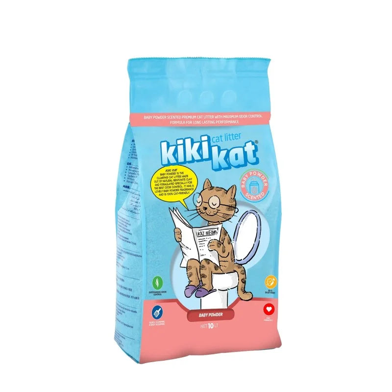 Kiki Kat White Bentonite Clumping Cat Litter – Baby Powder 10L