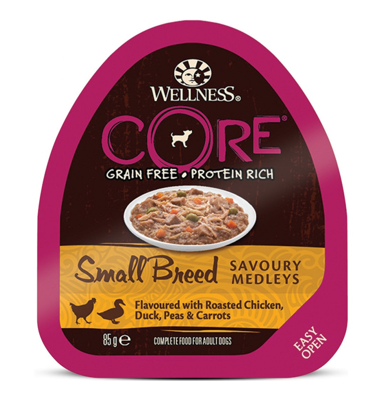 Wellness CORE Small Breed Savoury Medleys Flavoured with Chicken, Duck, Peas & Carrots, 85g