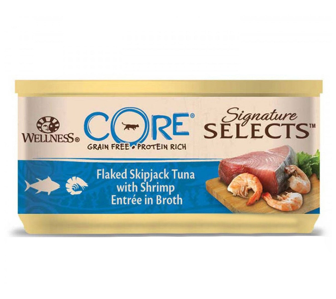 Wellness CORE Signature Selects Flaked Skipjack Tuna with Shrimp Entree in Broth for Cat, 79g