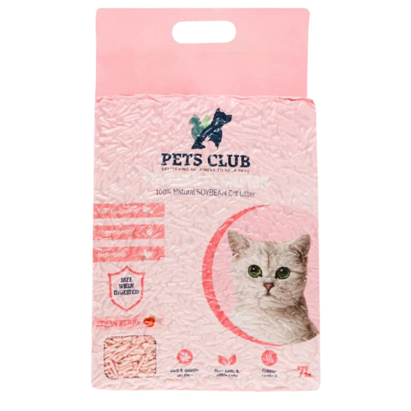 Pets Club Soya Bean Clumping Cat Litter- Strawberry 7L (2.5kg)