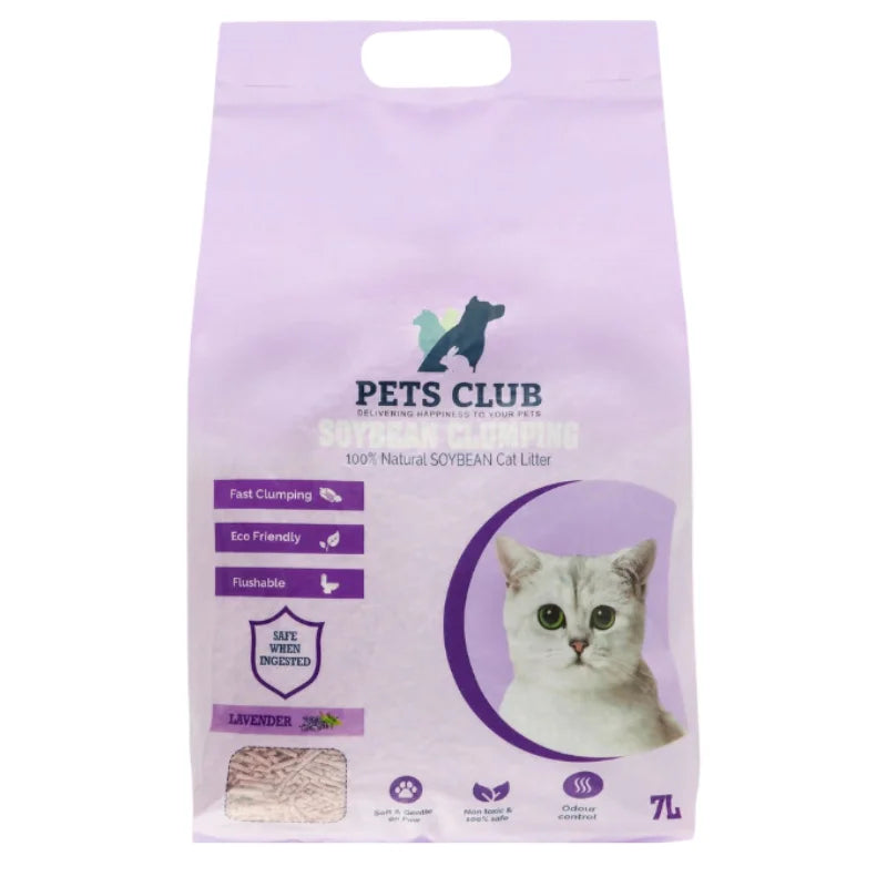Pets Club Soya Bean Clumping Cat Litter - Lavender 7L (2.5kg)