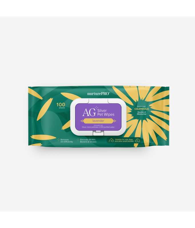 NurturePro AG+ Silver Pet Wet Wipes- 100 Sheets - Lavender