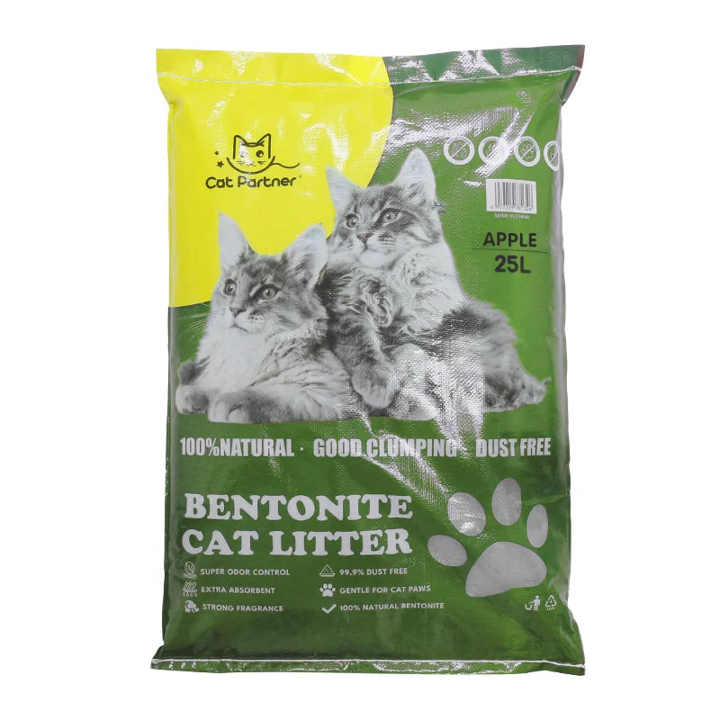 Cat Partner Bentonite Dust Free Clumping Litter - 25 L - Green Apple