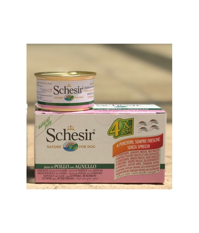 Schesir Dog Multipack Can - Chicken Fillets with Lamb 85gx4