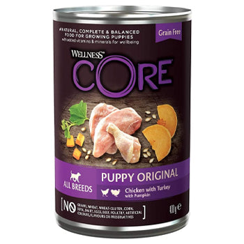 Wellness Core Grain Free Chicken, Turkey & Pumpkin Recipe Puppy Wet Food 400g