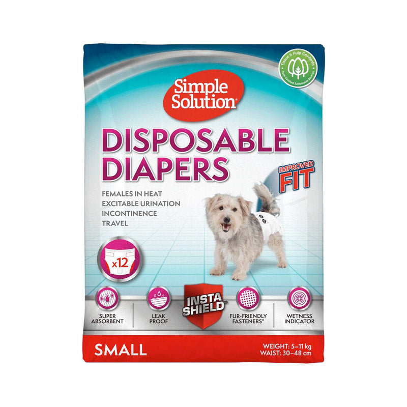 Simple Solution Disposable Dog Diapers, Small, Pack of 12