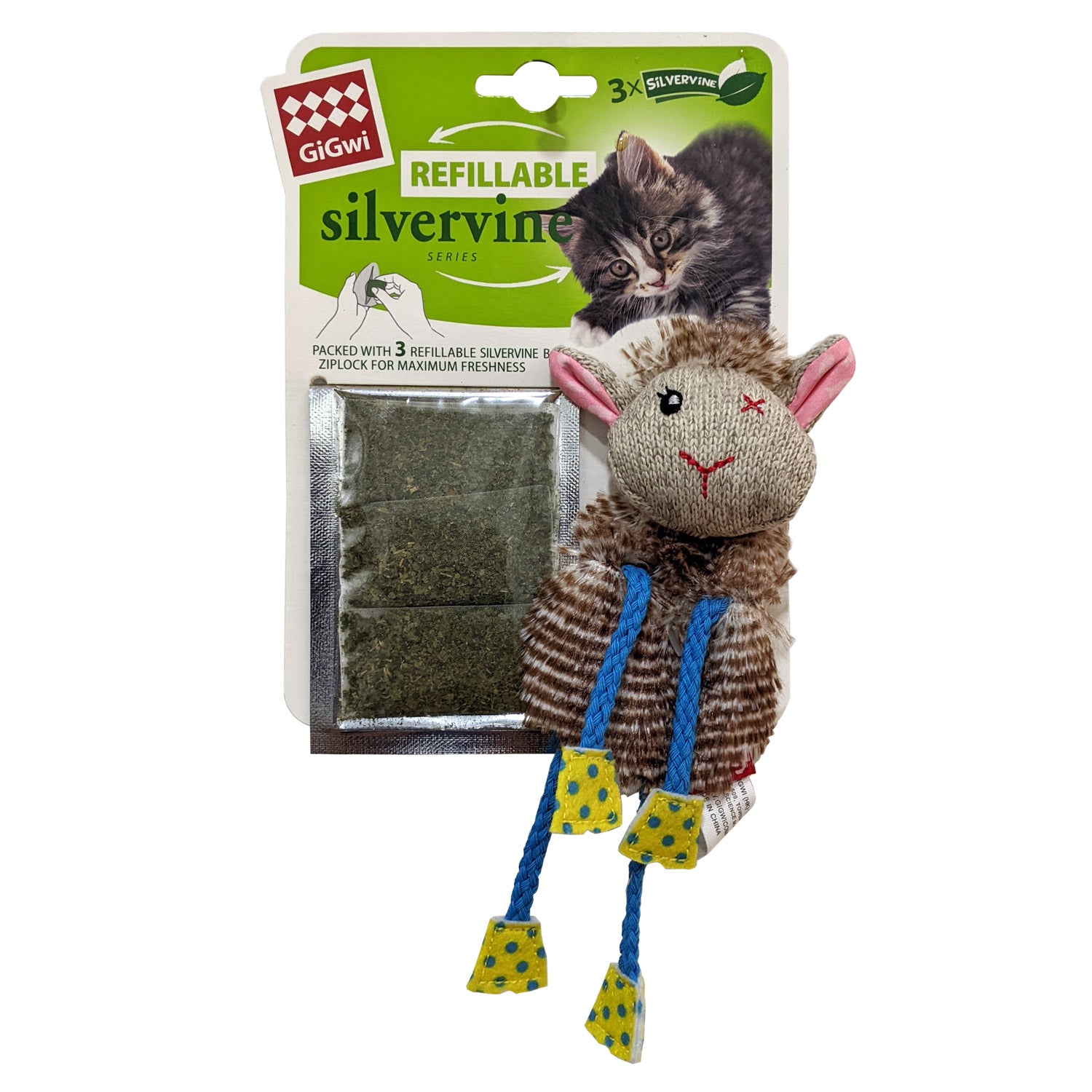 Gigwi Sheep Refillable Slivervine with 3 Slivervine teabags with ziplock bag