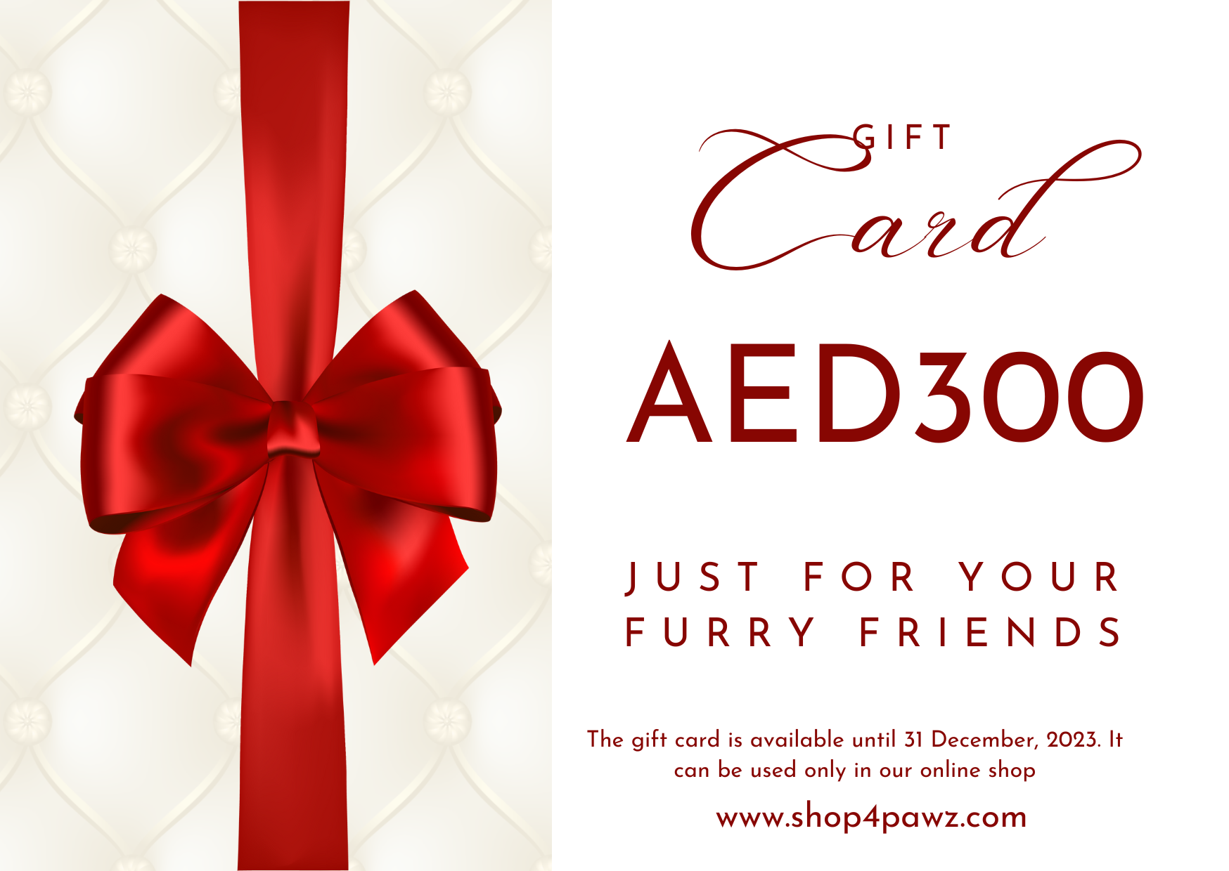 Pet lovers will be thrilled to receive a gift card they can use at our pet store.