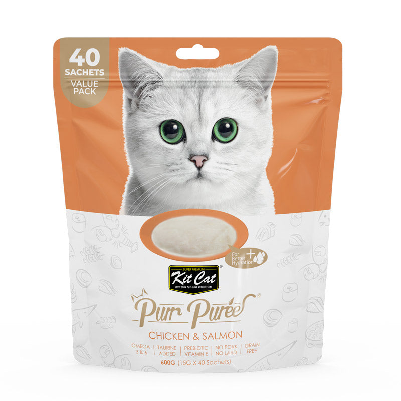 Kit Cat Puree Chicken & Salmon (40 Sachets Value Pack) 600g