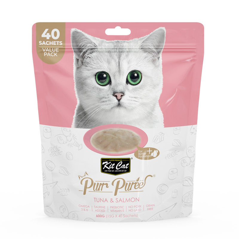 Kit Cat Puree Tuna & Salmon (40 Sachets Value Pack) 600g