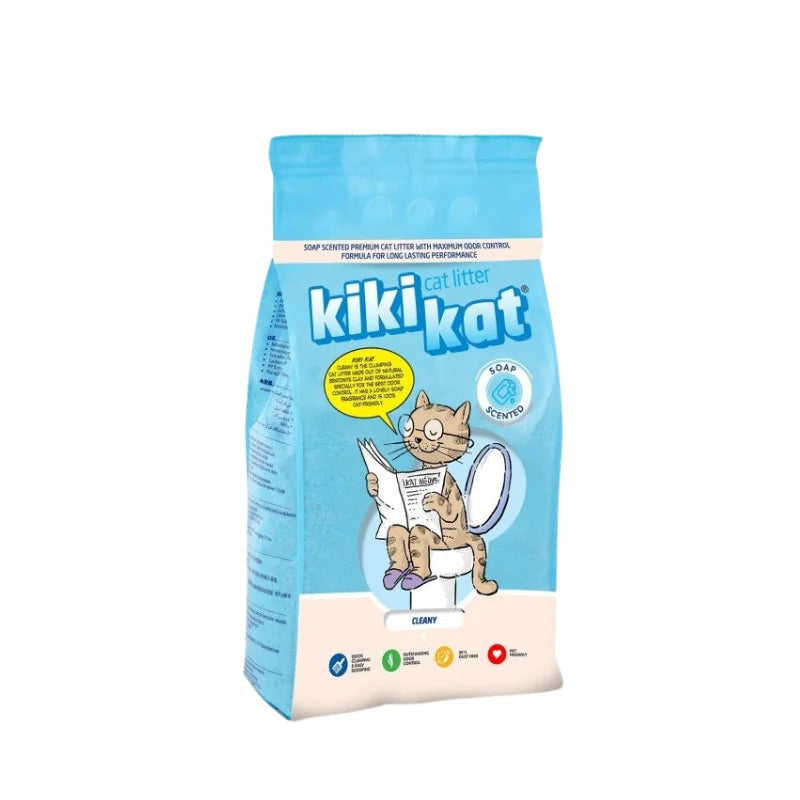 Kiki Kat White Bentonite Clumping Cat Litter - Cleany Scented (Soap) 5L