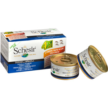 Schesir Dog Multipack Can - Tuna With Seabass 85gx4