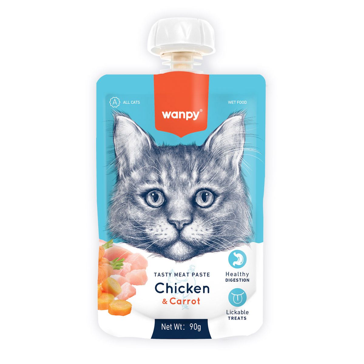 Wanpy Tasty Meat Paste Chicken with Carrot for Cats 90g
