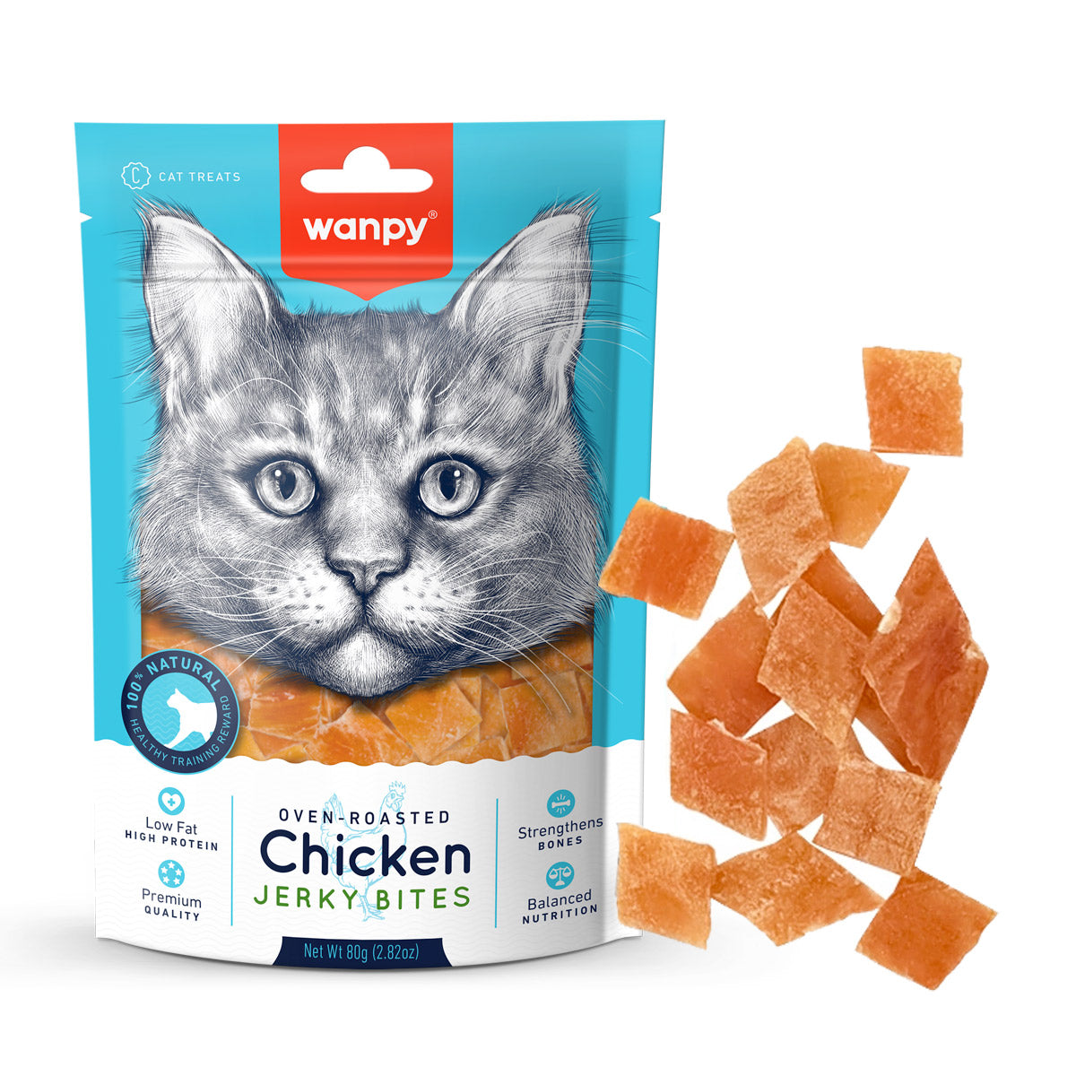 Wanpy Chicken Jerky Bites for Cats 80g