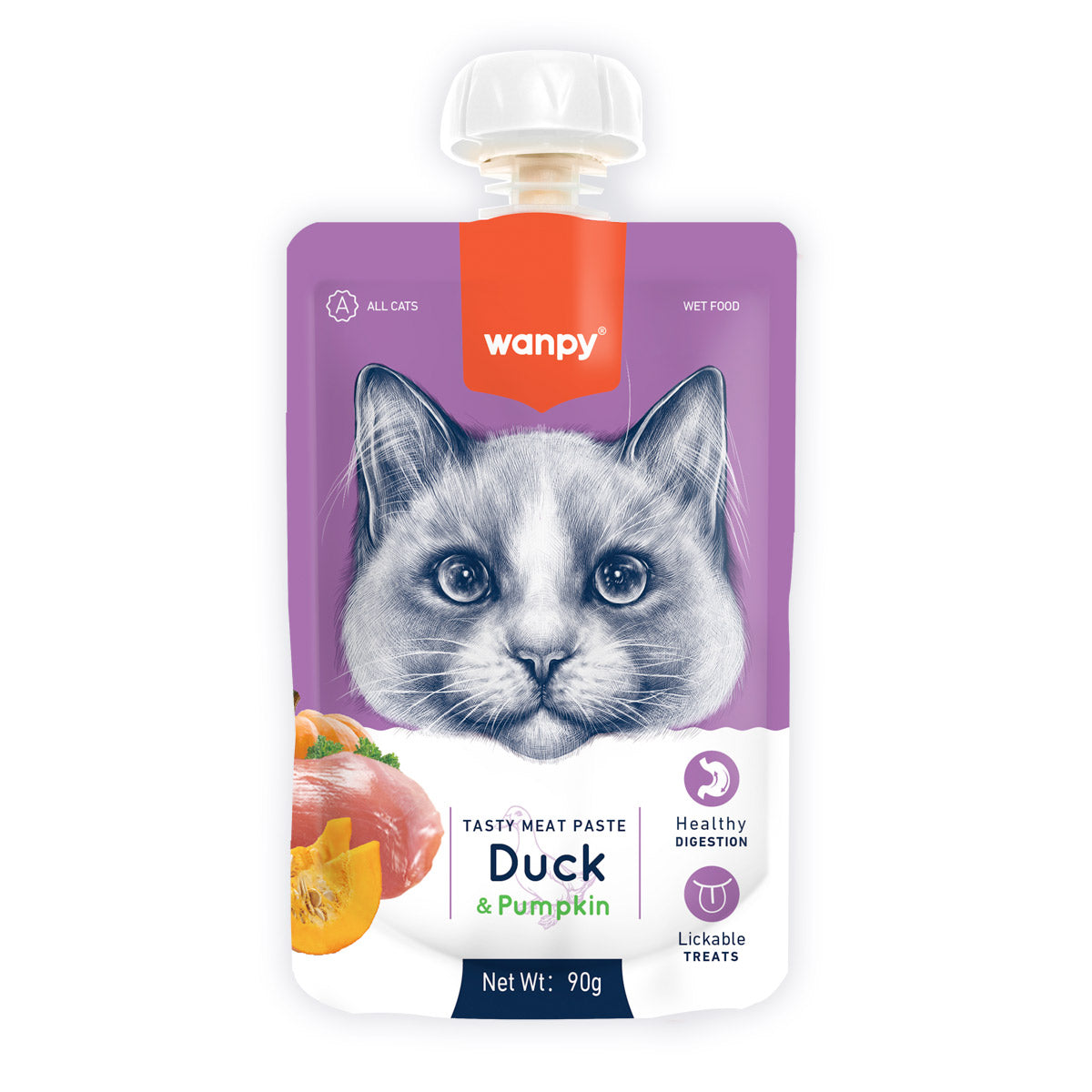 Wanpy Tasty Meat Paste Duck and Pumpkin for Cats 90g