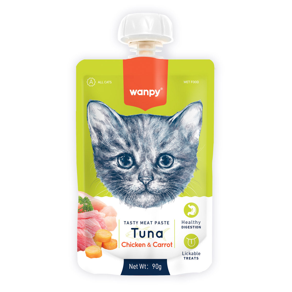 Wanpy Tasty Meat Paste Tuna, Chicken and Carrot for Cats 90g