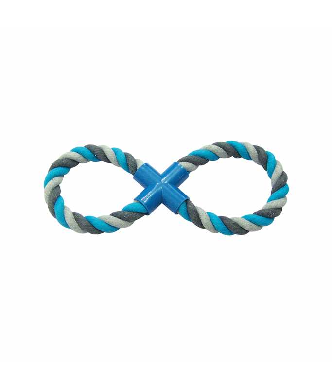 Duvo+ Tug Toy Knotted Cotton 8- Pull Ring 33cm Grey/Blue