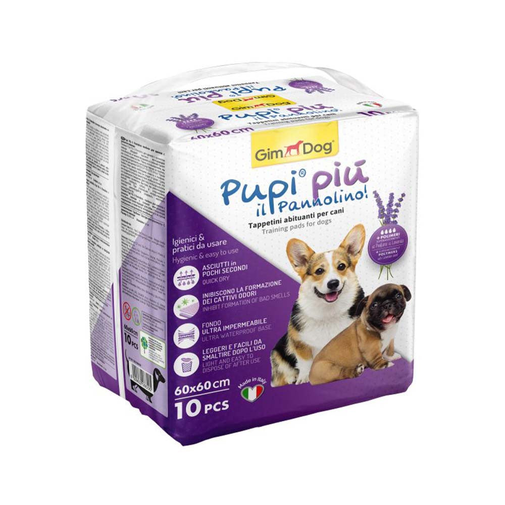 GimDog Pupi Piu Lavender Scent Training Pads for Dogs, 60 x 60 cm - 10 Counts