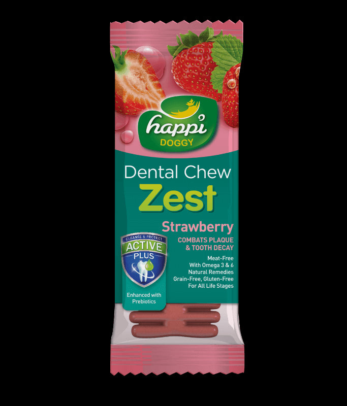 Happi Doggy Dental Chew Zest-Strawberry-4''