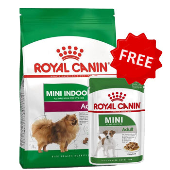 Size Health Nutrition Mini Indoor Adult 1.5 KG + 1 FREE Mini Adult Wet Food 85g