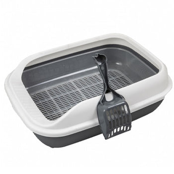 Pado Cat Litter Tray with Mesh Net - 49 x 36 x 17 cm - Grey